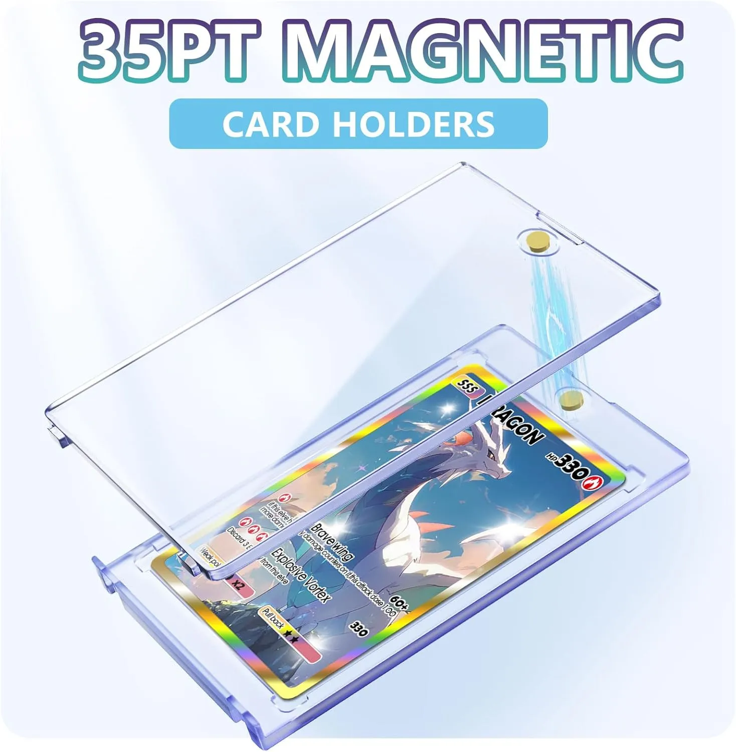 50ct Magnetic Card Holders for Trading Cards, 35pt Acrylic Card Protectors Baseball Card Display Case Fit for Sports Cards, MTG Cards,Standard Cards