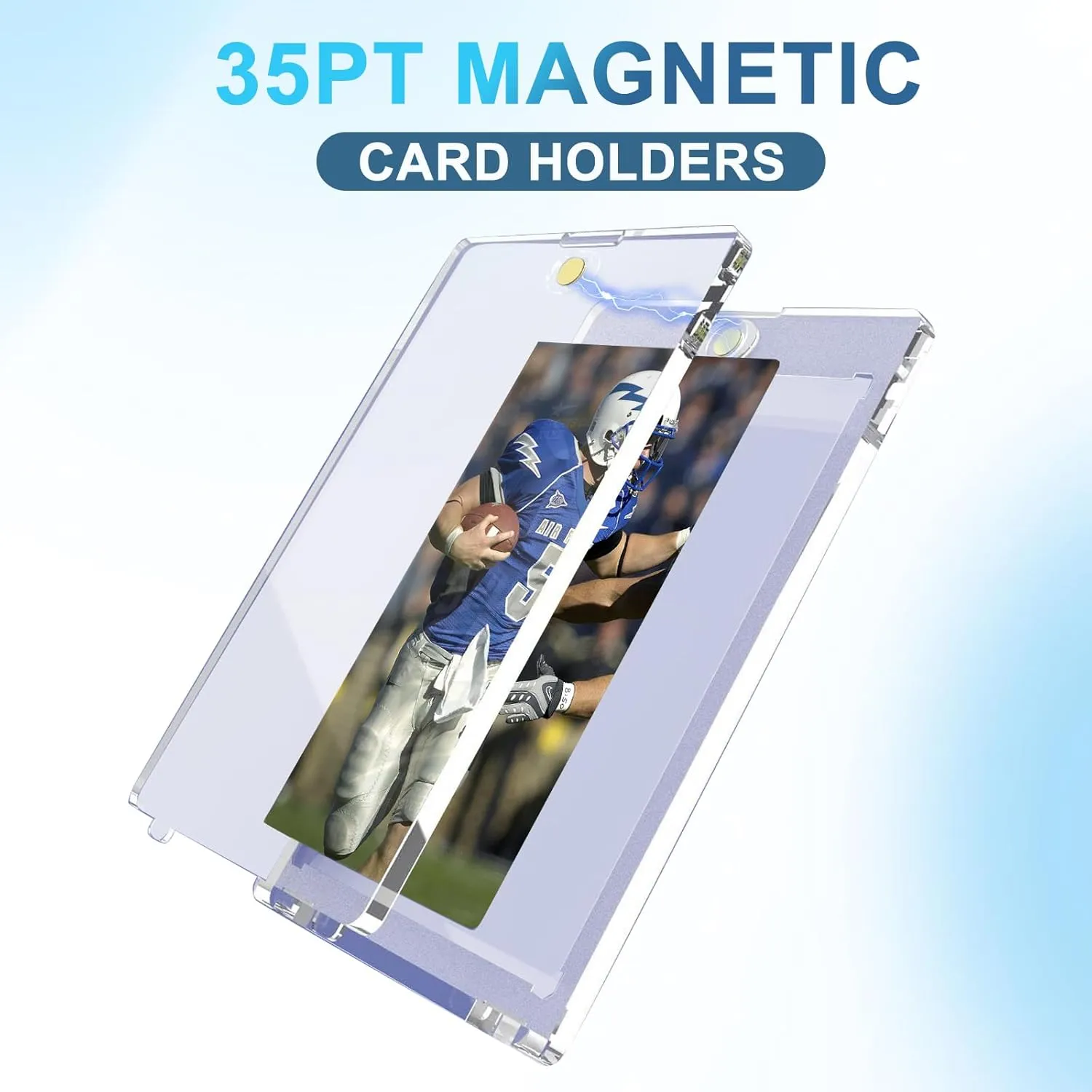 50ct Magnetic Card Holders for Trading Cards, 35pt One Card Holder Touch, Card Protectors Hard Plastic, U-V Protection Baseball Card Holder, Magnetic Card Case for Sports Cards, Standard Cards