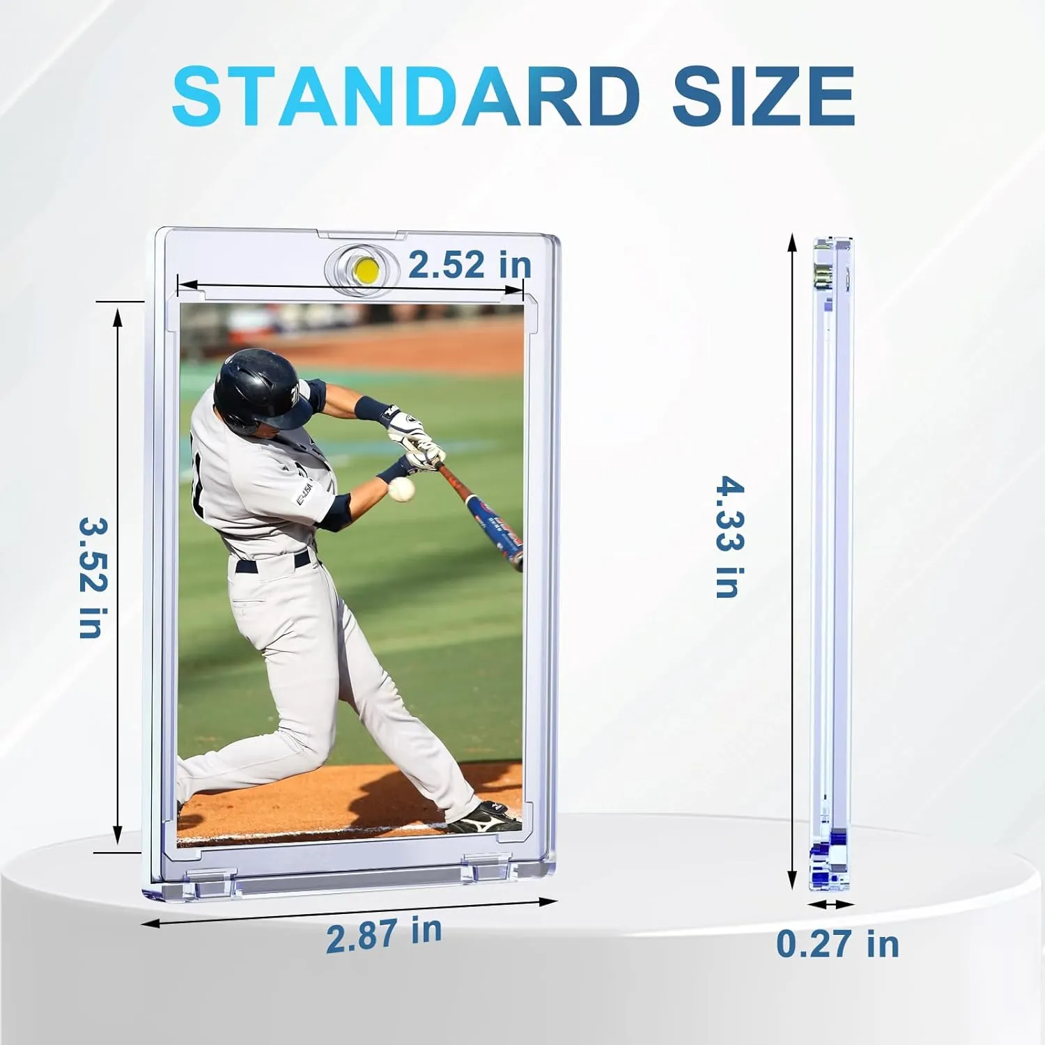 50ct Magnetic Card Holders for Trading Cards, 35pt One Card Holder Touch, Card Protectors Hard Plastic, U-V Protection Baseball Card Holder, Magnetic Card Case for Sports Cards, Standard Cards