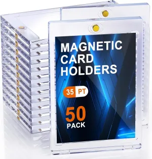 50ct Magnetic Card Holders for Trading Cards, 35pt One Card Holder Touch, Card Protectors Hard Plastic, U-V Protection Baseball Card Holder, Magnetic Card Case for Sports Cards, Standard Cards