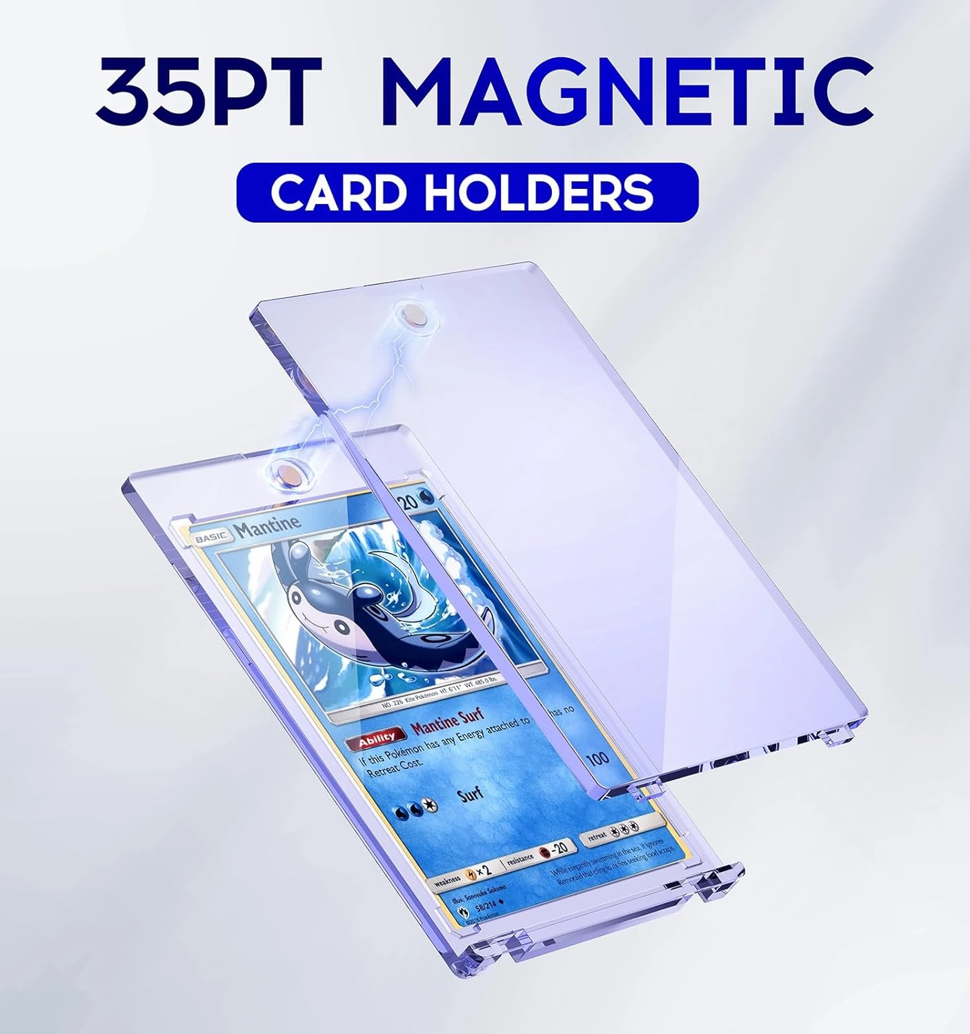 50ct Magnetic Card Holder, 35pt One Touch Card Holder, U-V Protectors Hard Plastic for Trading Cards, Magnet Case, Sports, Football, Baseball Cards Holder