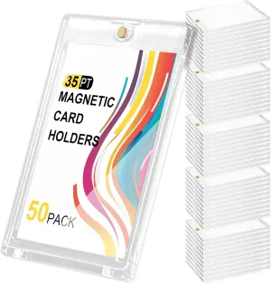 50pcs 35pt Magnetic Card Holder，Magnetic Card Holders for Trading Cards，one Touch Card Holder，Magnetic Card case，Card Protectors Hard Plastic，for Card Cases for Sports Cards(4.33 × 2.87 inches)
