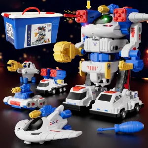 50PCS Magnetic Transform Construction Toys for Boys Age 3-5, Aircraft Vehicle Toy Sets with Screw Tool, Magnetic Robot Assembled Toy Sets, Birthday Chiristmas Gifts for Boys 3 4 5 6 7 8