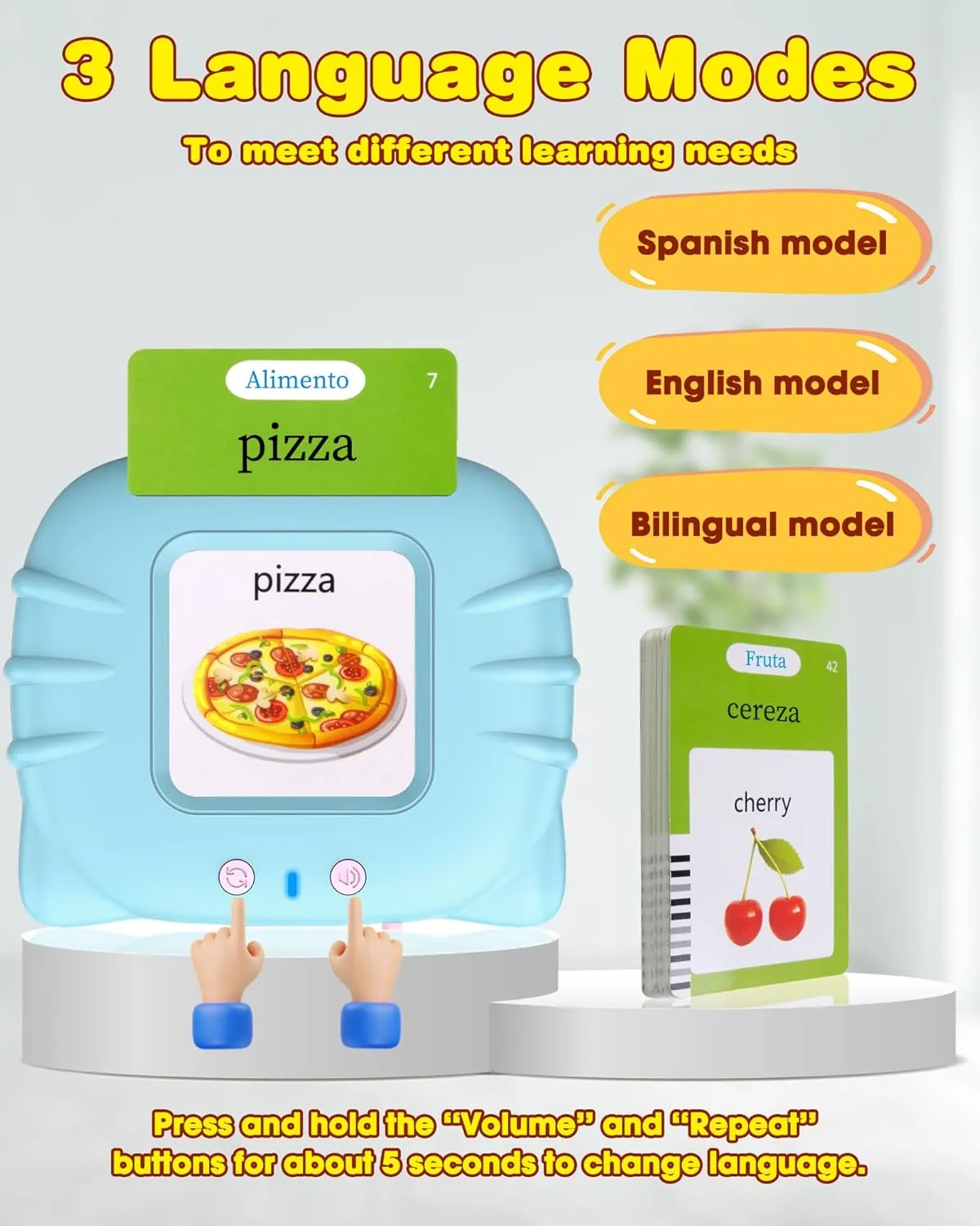 510 Words Spanish Flash Cards for Kids, Autism Toys for Toddlers 2-3 Years Old, Speech Therapy Toys, Educational Learning Flash Cards for Boys and Girls Blue(Spanish/English/Bilingual)