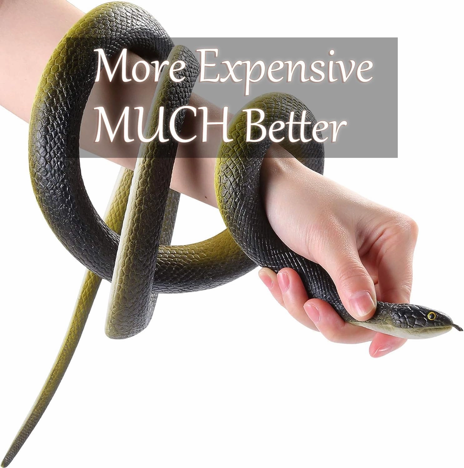53” Large Rubber Snake Super Realistic, Fake Snake Looks So Real, Snake Toy Thick, Great for Pranks, Halloween Party Decoration, Garden Props - Deter Squirrels, Bunnies, Birds Wirrabilla