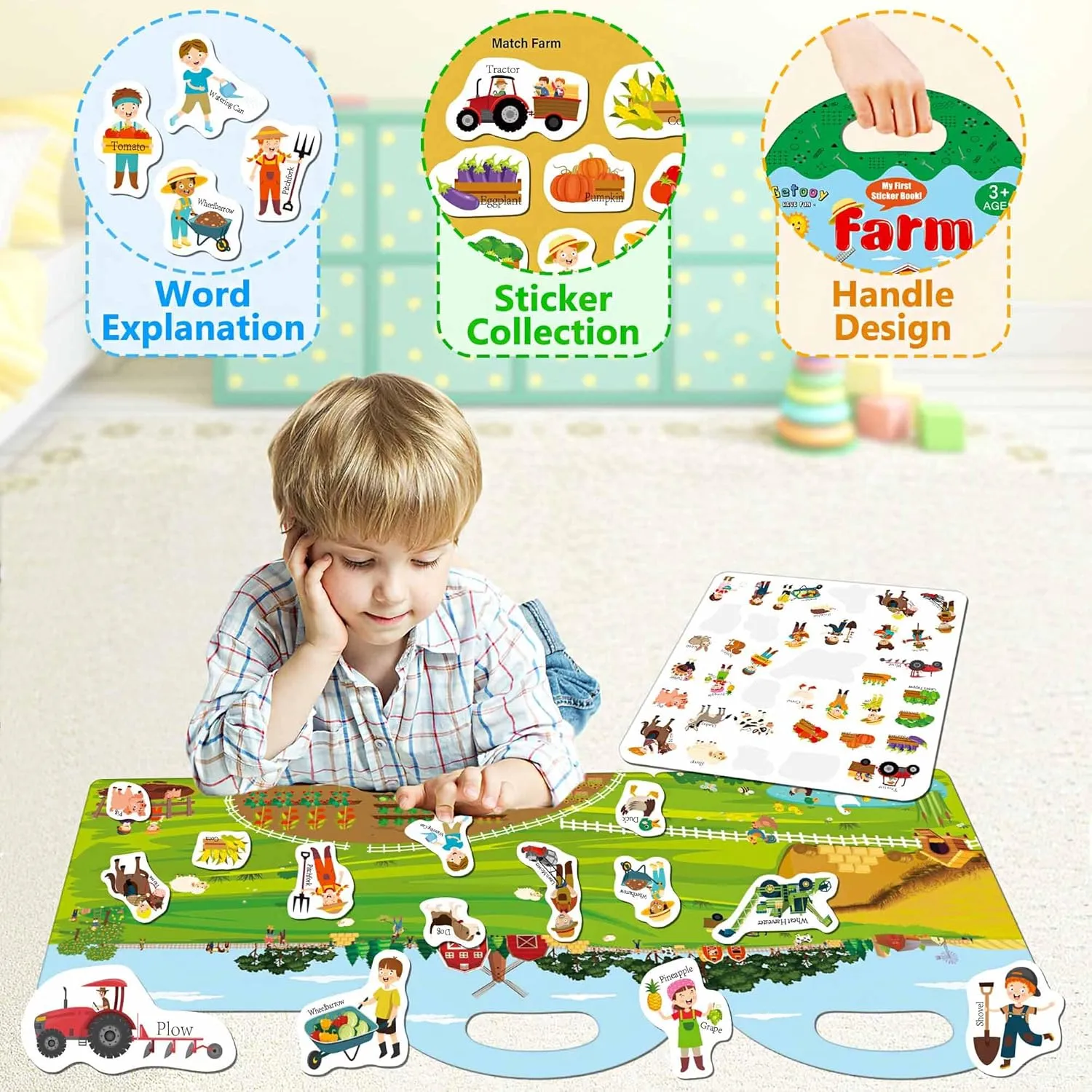 6 Set Reusable Sticker Books for Toddlers 2-4 Years, Sticker Book for Kids, Toddler Airplane Travel Essentials for Kids