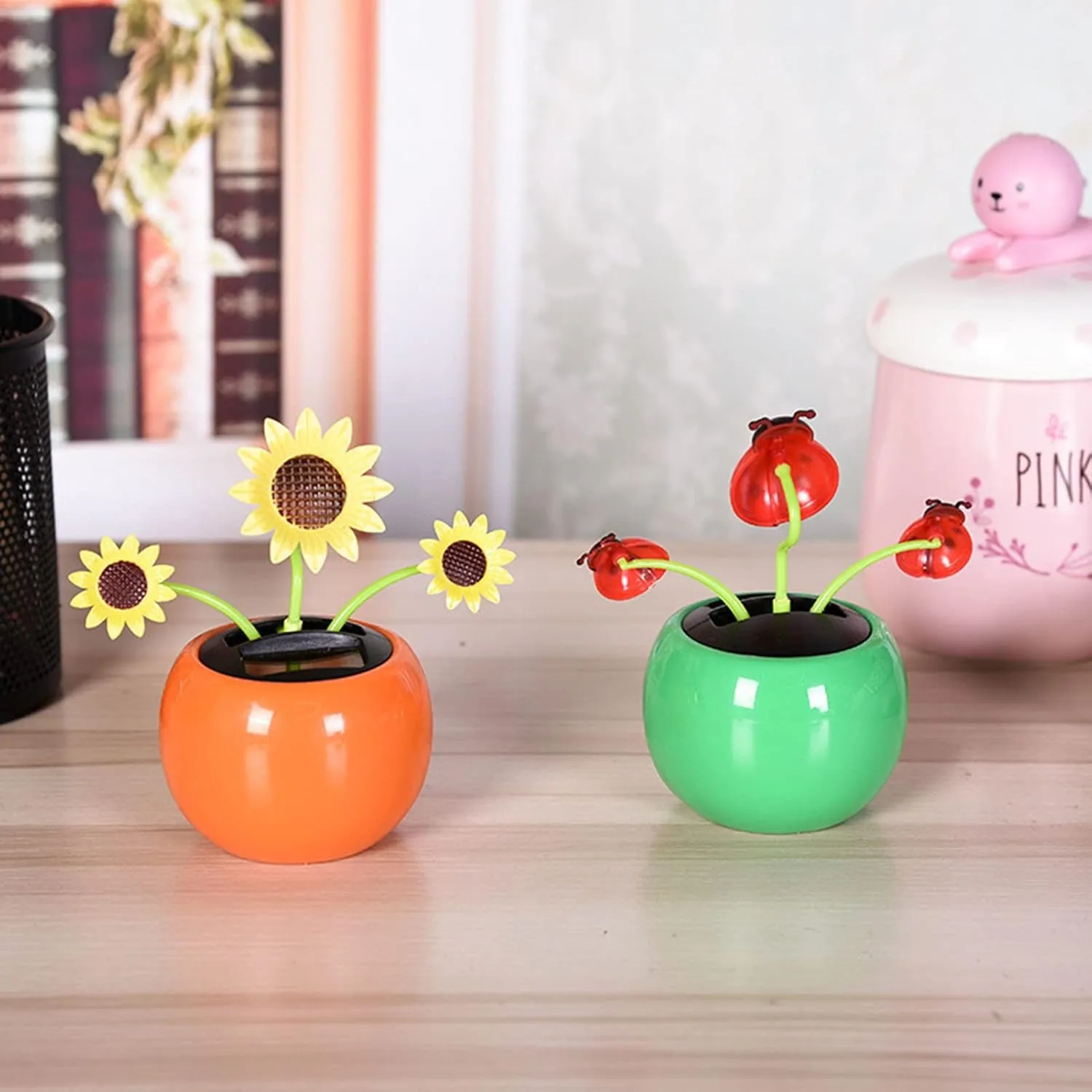6 Solar Powered Dancing Flower | Sunflower Solar Car Ornament | Reusable Solar Powered Car Toys, Shaking Head Car Ornaments for Bedroom, Dashboard, Home, POAR7O6EGA633FIOR3