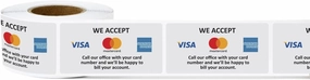 600 Credit Card Sticker Signs Stickers - 2 Rolls of 300 Labels - 1 x 2 Inch We Accept Credit Cards Sign Visa MasterCard American Express Forms of Payment Accepted Sign for Billing