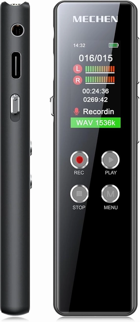 64GB Digital Voice Recorder with Playback: Voice Activated Recorder for Lectures Meetings Interviews - MECHEN Dictaphone Recording Device Tape Recorder Portable Mini, Audio Recorder with MP3