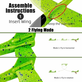 6-Pack Airplane Toys, 17.5" Large Throwing Foam Plane - 2 Flight Modes, Outdoor Sports Birthday Party Favors, Gifts for 3-7 Year Olds