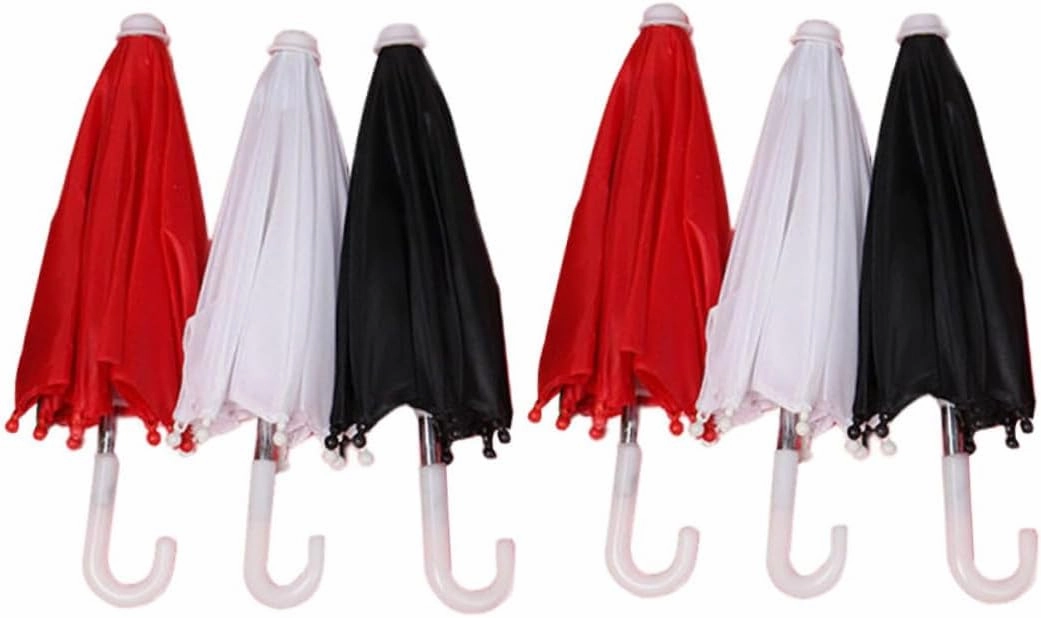 6pcs Mini Dollhouse Accessories Craft Umbrellas for Dolls Washable Reusable Realistic Decor for Boys and Girls Play House