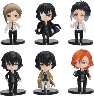 6PCS/Set Anime Figure Dazai Osamu Cake Toppers Nakahara Chuuya Action Figures, Mini Cartoon Figure Model Cake Decoration Party Supplies Gifts for Fans