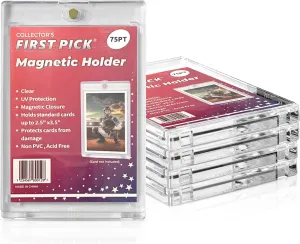 75PT (25 Pack) Premium One Touch Magnetic Card Holder UV Protection - Ultra Clear - PVC Free - Trading Card Holder Card Protector Magnetic Card Case for Trading Cards Sports Cards Card Holder Case