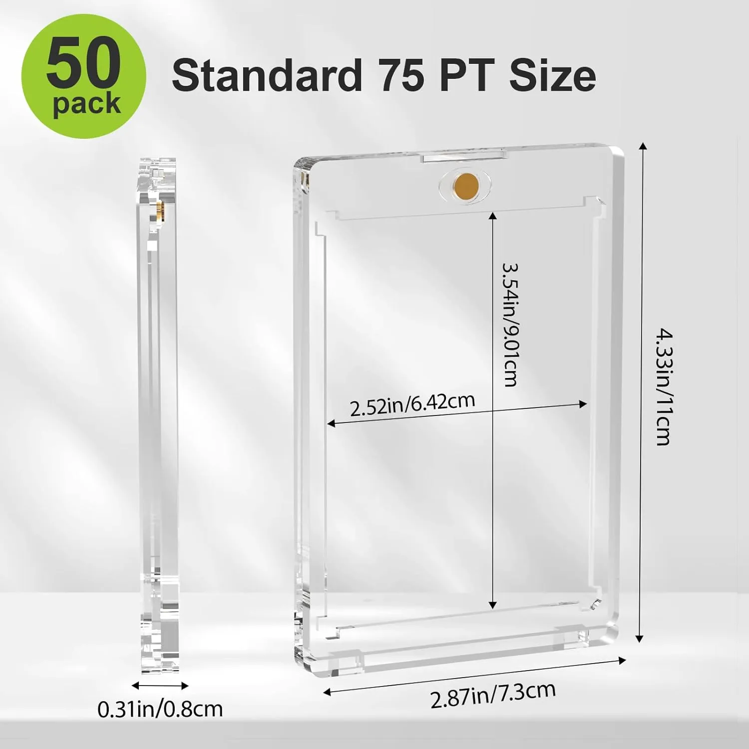 75PT Magnetic Card Holder for Trading Cards, 50 Pack One Card Touch Holder, U-V Protection Baseball Card Display Case Hard Plastic Protector for Basketball Sports Game
