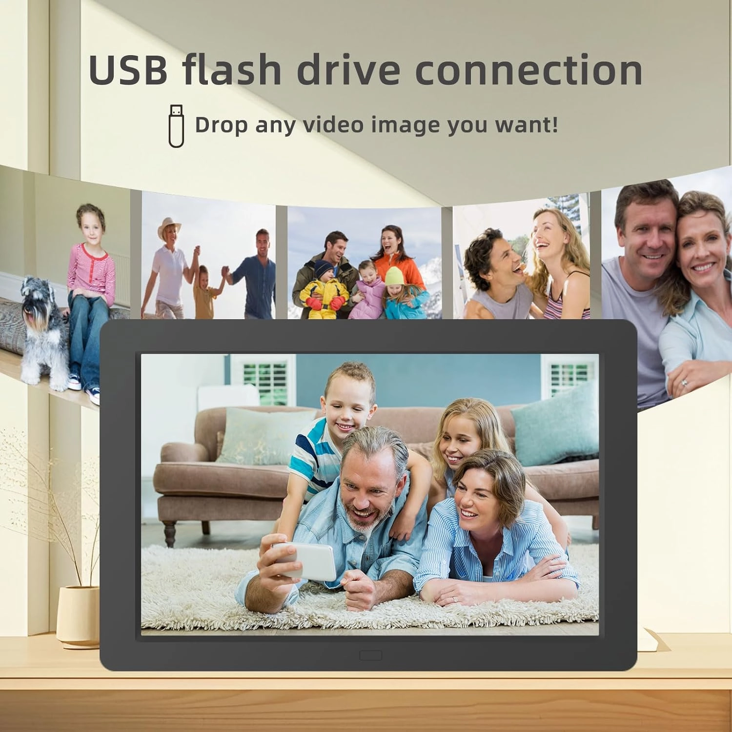 8 Inch Digital Picture Frame, HD Display USB/SD Card Photo Frame, Wall Mountable Electronic Slideshow for Videos and Music, Auto-Play Memories from USB Drive or Memory Card