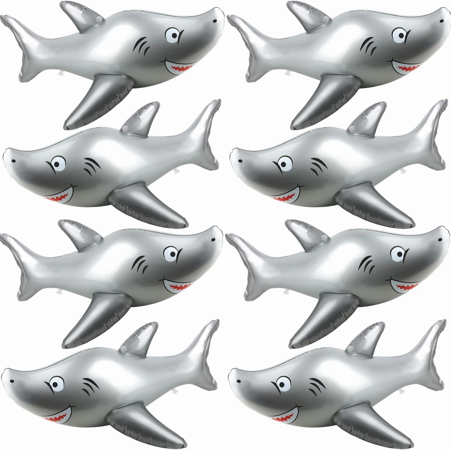 8 Pcs 40 Inch Inflatable Animals Shark Large Blow Up Shark PVC Inflatable Shark Float Pool Toy for Under The Sea Theme Party Ocean Marine Beach Decor