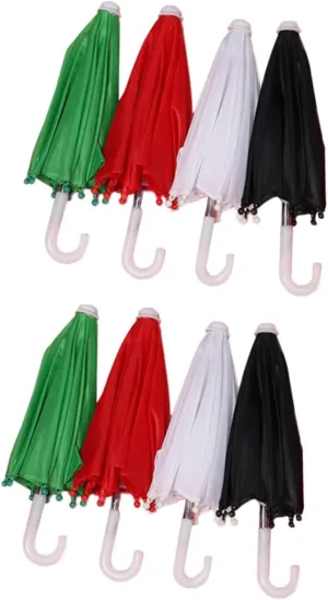 8pcs Doll Umbrella Toys for Costume Decor Photography Props Mixed Colors Cloth for Dollhouses and Creative Play