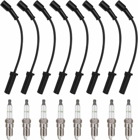 8Pcs Iridium Spark Plugs 41-962 & Spark Plug Wires Set 9748HH Compatible with 1999-2006 Chevy Silverado Suburban Tahoe, Yukon Sierra, Escalade Spark Plugs and Wires Kit for Engines 4.8L 5.3L 6.0L