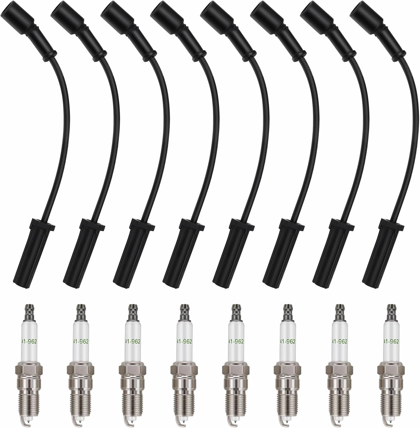 8Pcs Iridium Spark Plugs 41-962 & Spark Plug Wires Set 9748HH Compatible with 1999-2006 Chevy Silverado Suburban Tahoe, Yukon Sierra, Escalade Spark Plugs and Wires Kit for Engines 4.8L 5.3L 6.0L