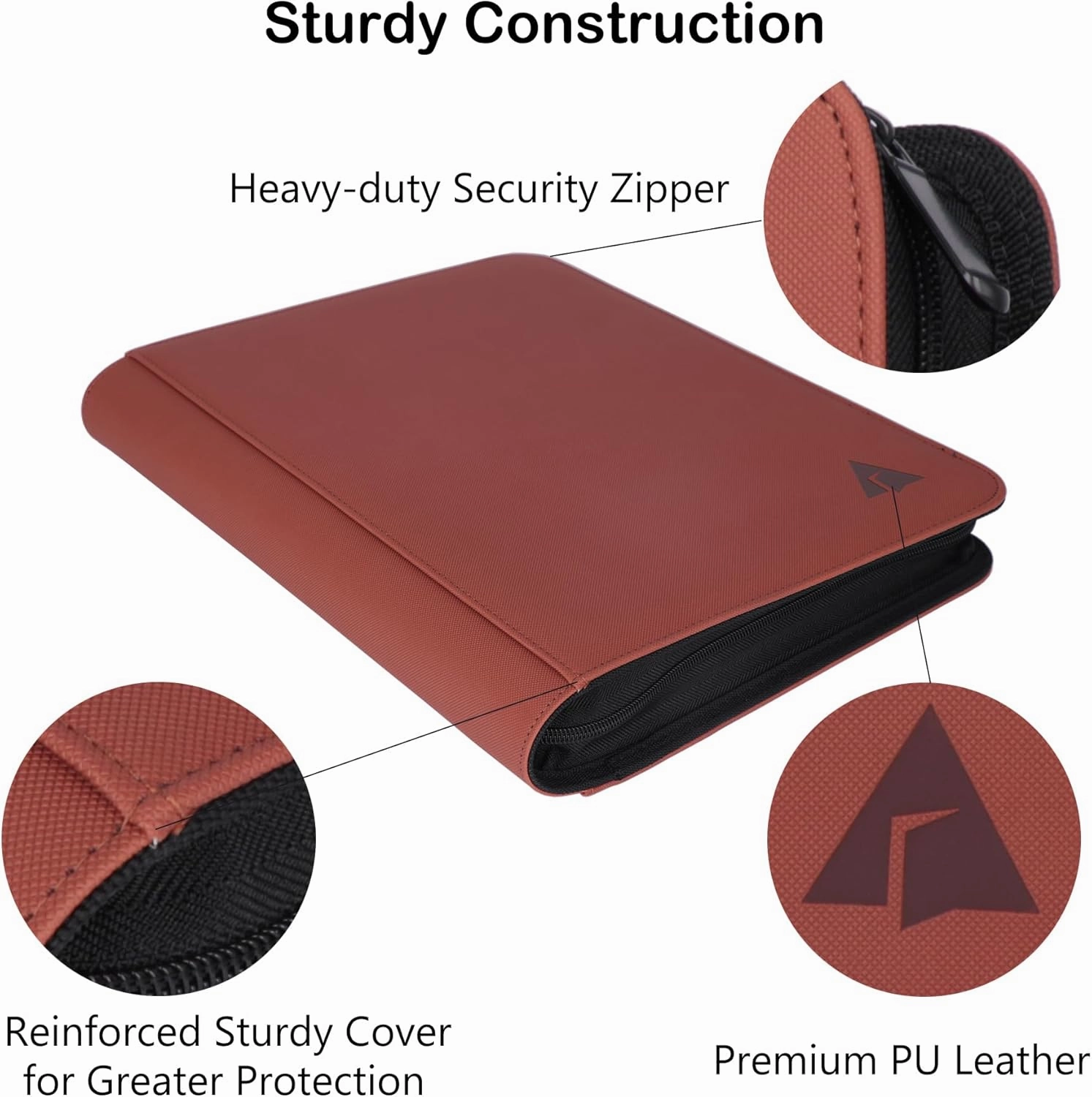 9 Pocket Card Binder, Fits 828 Trading Cards Side Loading Ringless Card Album for TCG and Sports Cards -Brown