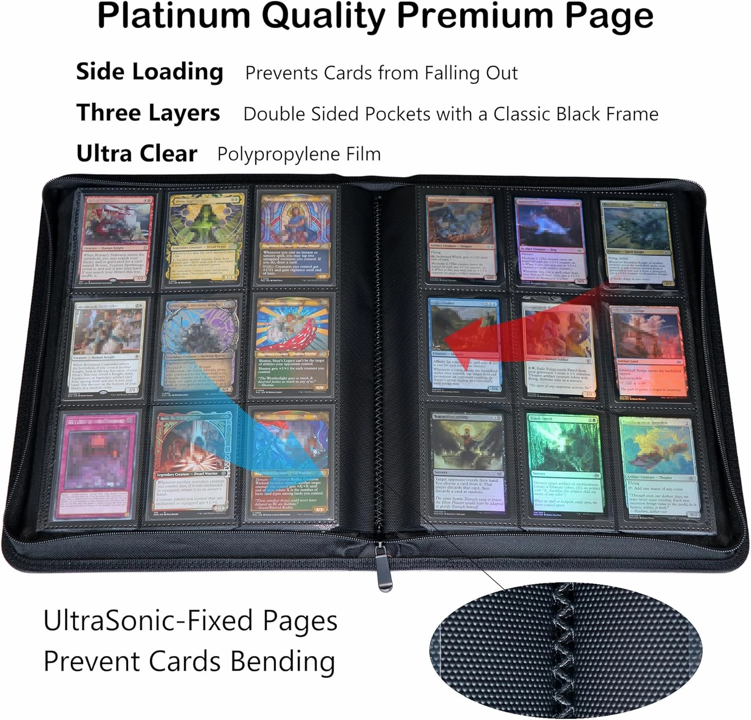 9 Pocket Card Binder, Fits 828 Trading Cards Side Loading Ringless Card Album for TCG and Sports Cards -Brown
