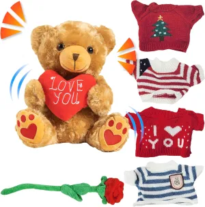 9" Talking Teddy Bear with Accessories Repeats What You say. Repeating Talking Teddy Bear Gift for her. for Valentine's Day, Mother's Day with Removable Plush Heart (Repeating Teddy Bear)