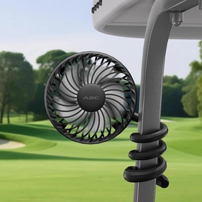 A2C Golf Cart Fan Rechargeable – 3-Speed, 360° Adjustable Gooseneck | 4000mAh Battery | Compatible with Golf Carts & Push/Pull Carts