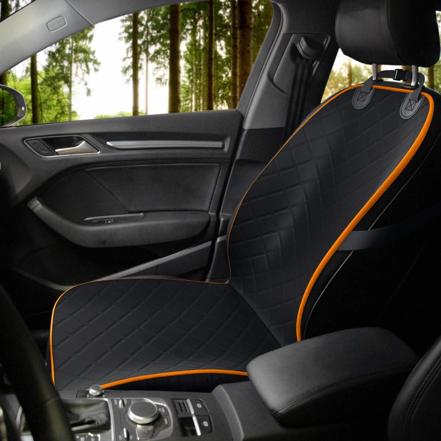 Active Pets Dog Car Seat Cover, Waterproof Front Seat Protector for SUV Truck Sedan, Pet Safety Travel Comfort System with Universal Fit, Orange