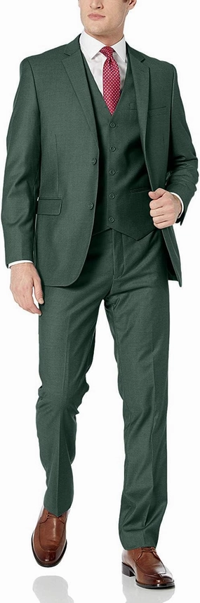 Adam Baker Men's Classic Fit 3-Piece (Jacket, Vets, Trousers) Vested Suit Set - Many Sizes & Colors Available