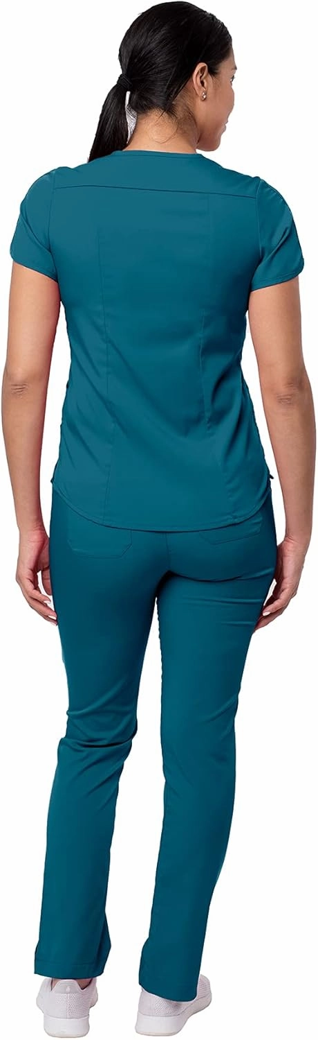 Adar Pro Core Classic Scrub Set for Women - Tailored V-Neck Scrub Top & Tailored Yoga Scrub Pants