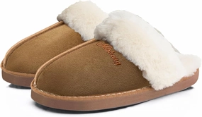 Afellicy Women's Fuzzy Memory Foam Slippers Fall Winter House Shoes Indoor and Outdoor Fur Lining Slip on Bedroom Shoes