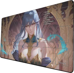 AI Painting TCG Playmat - MTG Trading Card Game Mat with Zone, 24x14 Inches Premium MTG Play Mat - The Perfect Companion for Intense Card Battles - Fantasy Dark Vampire Lotus-110