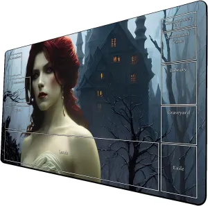 AI Painting TCG Playmat - MTG Trading Card Game Mat with Zone Layout, 24x14 Inches Premium MTG Play Mat - The Perfect Companion for Intense Card Battles - Fantasy Dark Skull Black Lotus 424A195