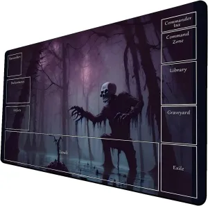 AI Painting TCG Playmat - MTG Trading Card Game Mat with Zone Layout, 24x14 Inches Premium MTG Play Mat - The Perfect Companion for Intense Card Battles - Fantasy Dark Skull Black Lotus 424A342