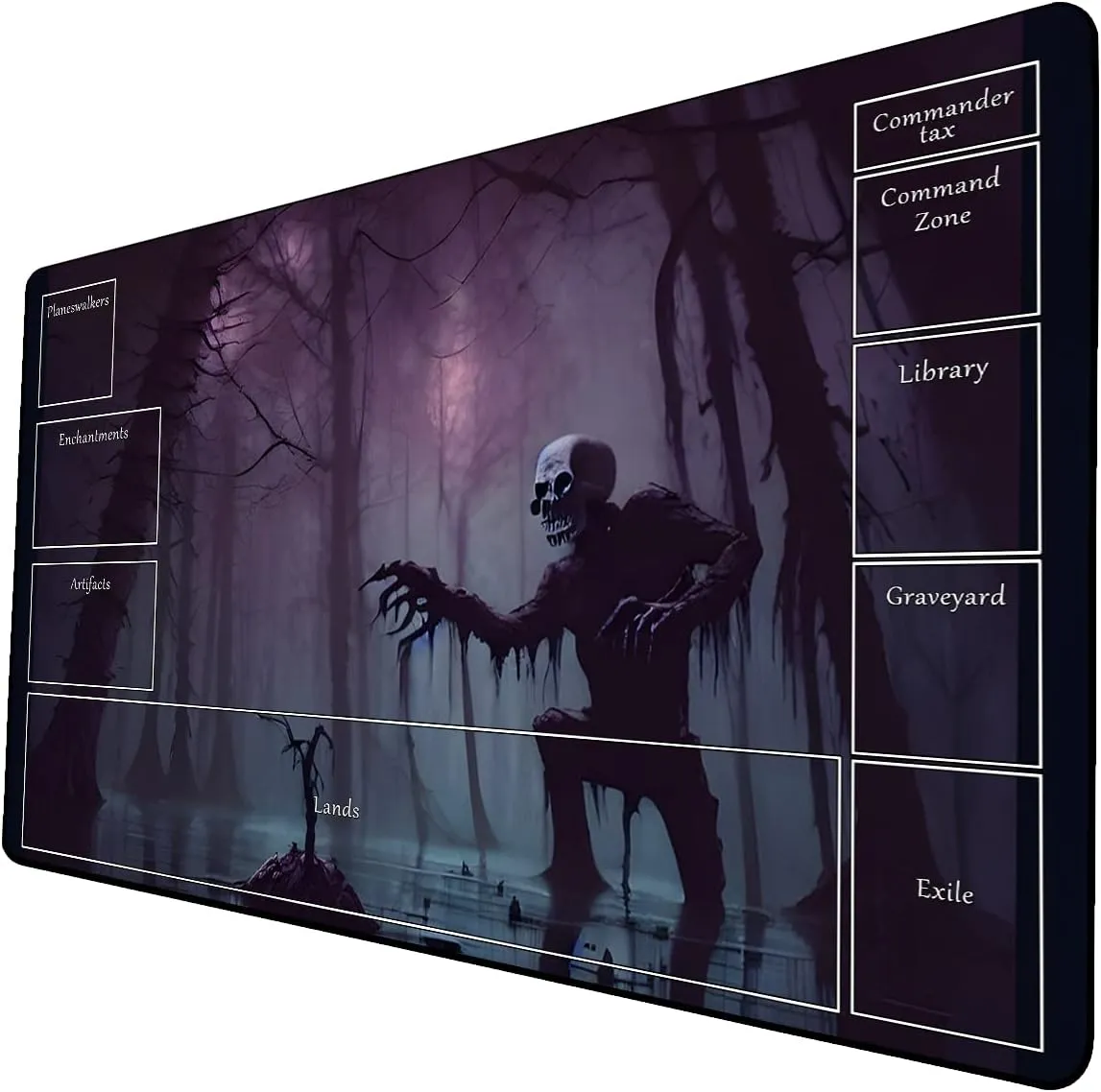 AI Painting TCG Playmat - MTG Trading Card Game Mat with Zone Layout, 24x14 Inches Premium MTG Play Mat - The Perfect Companion for Intense Card Battles - Fantasy Dark Skull Black Lotus 424A342