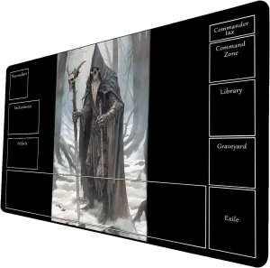 AI Painting TCG Playmat - MTG Trading Card Game Mat with Zone Layout, 24x14 Inches Premium MTG Play Mat - The Perfect Companion for Intense Card Battles - Fantasy Dark Skull Black Lotus 519A263
