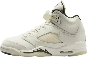Air Jordan 5 Retro SE Big Kids Shoes (FQ3682-100, Sail/Light Orewood Brown/Coconut Milk/Black) Size 4