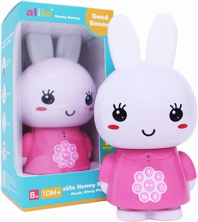 alilo Honey Bunny Kids Music Story Audio Player for Toddlers 1-5, Baby Boy Girl Easter Gifts, Pre-Loaded 16 Stories/48 Nursery Rhymes/12 Soothing Music, with Nightlight, Voice Recording