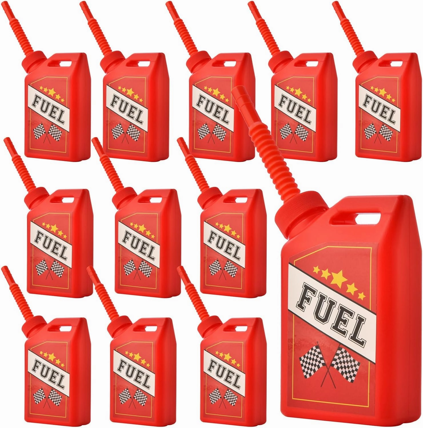 ALINK 12 Pack Race Car Cups with Straws, 11 oz Kids Party Favor Gas Fuel Can Cups, Racing Birthday Party Decorations Supplies for Kids Hot Wheels Racing Car Theme Party