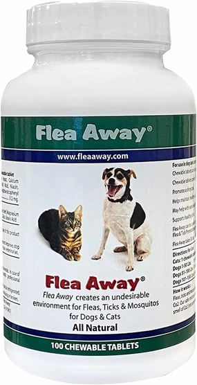 All Natural Supplement for Fleas, Ticks, and Mosquitos Prevention for Dogs and Cats, 100 Chewable Treat Tablets, Single