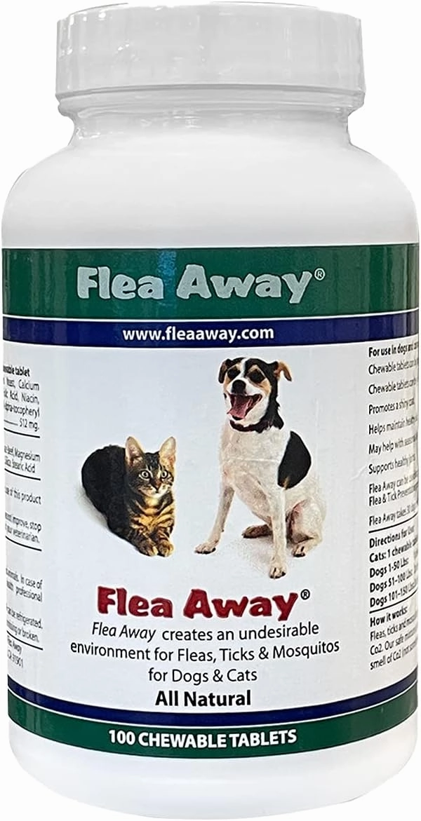 All Natural Supplement for Fleas, Ticks, and Mosquitos Prevention for Dogs and Cats, 100 Chewable Treat Tablets, Single