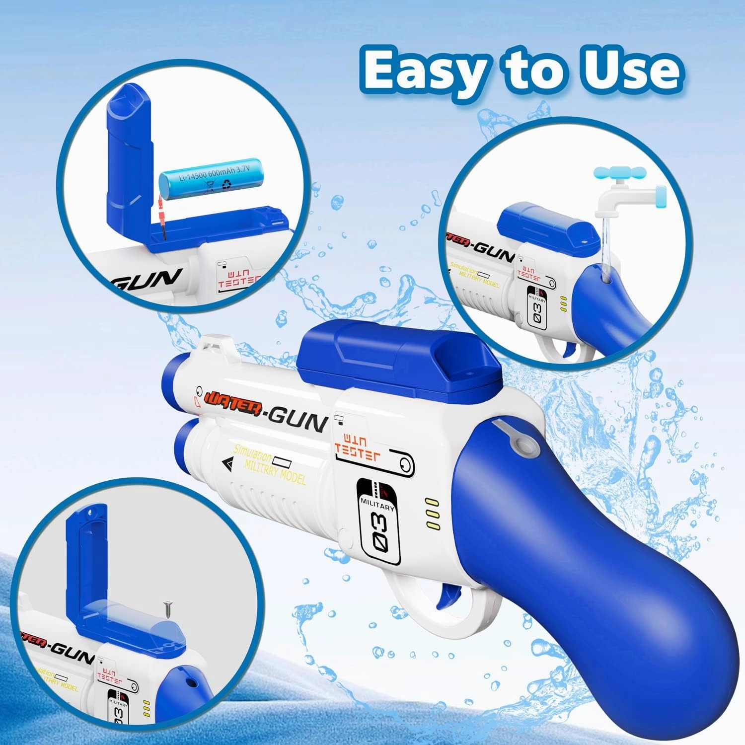 ALLROAD Electric Water Gun for Kids and Adults, Blue, Unisex Kid, Unisex Adult