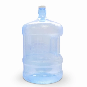 Alpine Cuisine Plastic Water Bottle 5 Gallons Jug Container with Cap, Easy Grip Carry Handle, L, blue