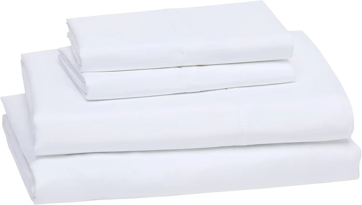 Amazon Basics 4 Piece Microfiber Lightweight Wrinkle-free Breathable Bed Sheet Set, Super Soft Easy Care, 14" Deep Pockets, Queen, Bright White, Solid