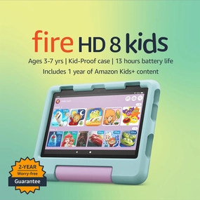 Amazon Fire HD 8 Kids tablet, ages 3-7. Top-selling 8" kids tablet on Amazon - 2022. Ad-free content with parental controls included, 13-hr battery, 32 GB, Disney Princess