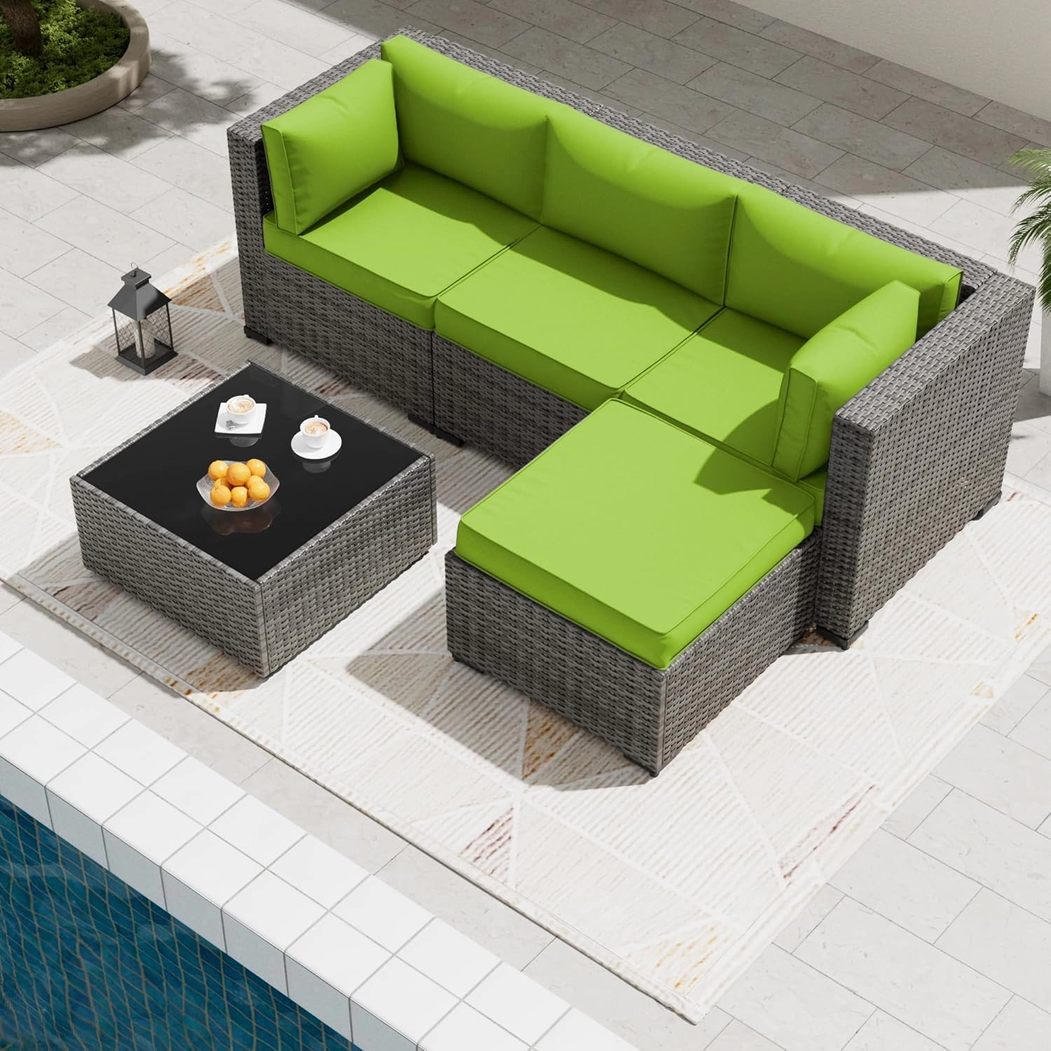 Amopatio Outdoor Cushions, Patio Furniture Replacement Cushions, Cushions for Outdoor Furniture, Waterproof & Fade Resistant(Cushion Cores & Covers, Green)