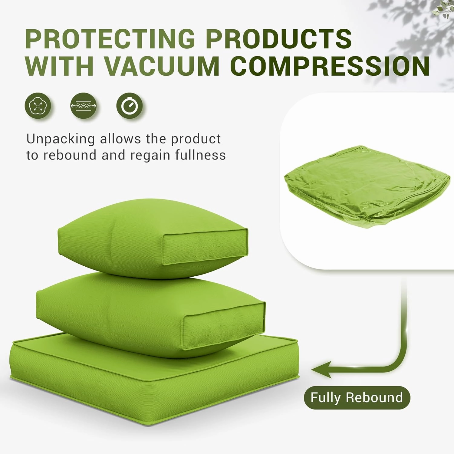 Amopatio Outdoor Cushions, Patio Furniture Replacement Cushions, Cushions for Outdoor Furniture, Waterproof & Fade Resistant(Cushion Cores & Covers, Green)