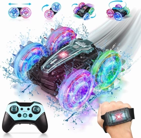 Amphibious Remote Control Car for Kids Ages 5-13, 2.4GHz Rechargeable RC Boat&Car with 360° Rotation, LCD Display, Gesture Control, Toys Gifts for Boys Girls