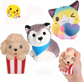 Anboor 3 Pcs Squishies Dog Cat Kawaii Scented Soft Slow Rising Animal Squishies Squeeze Stress Relief Kids Toy Prime Collection