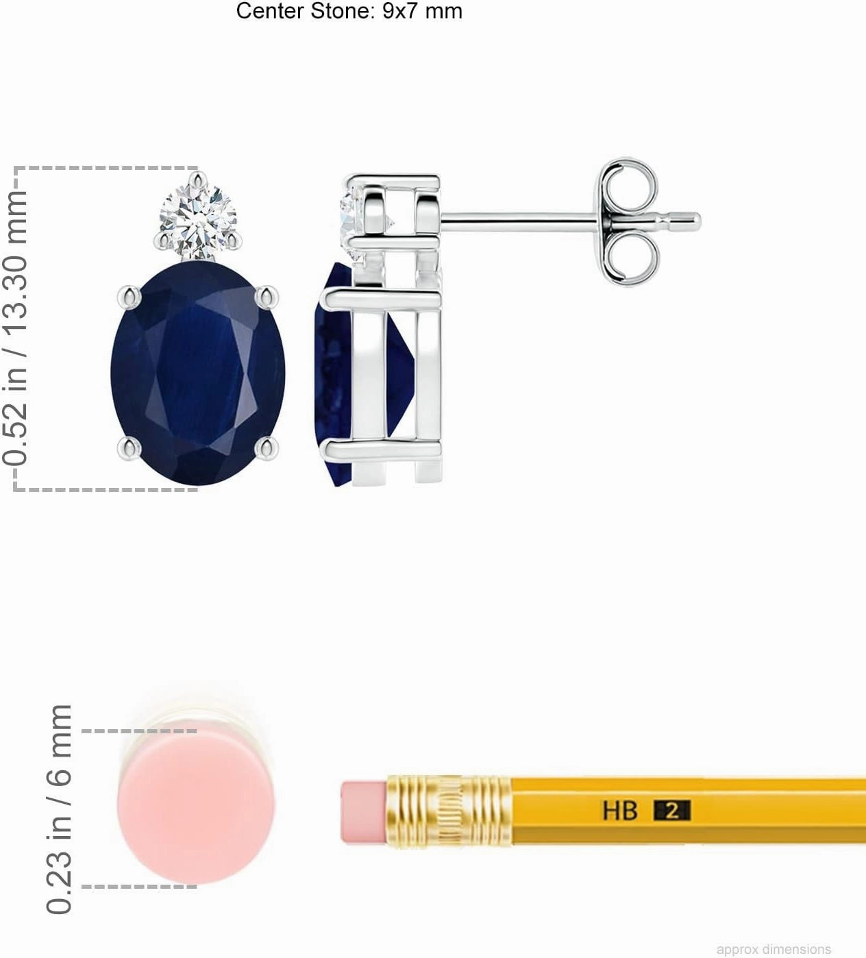 ANGARA Natural Basket-Set Oval Blue Sapphire Stud Earrings with Diamond in 14K Solid Gold/Platinum | September Birthstone, Birthday, Engagement, Anniversary, Wedding Jewelry Gift for Women